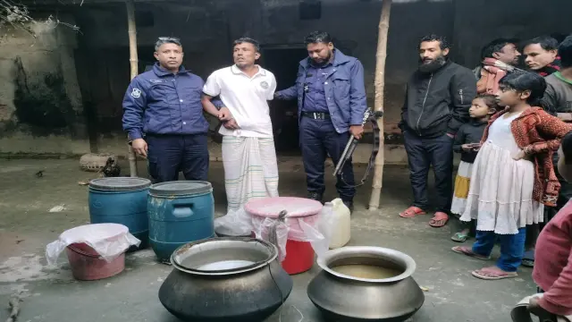 ১৬৮ লিটার চোলাই মদ জব্দ, গ্রেফতার-১