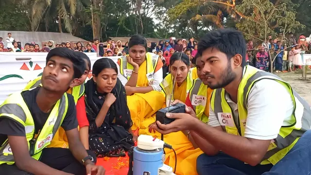 বরগুনায় জাগোনারীর ‘উইলি’ প্রকল্পের উদ্যোগে স্থানীয়দের সতর্ক করতে কৃত্রিম ঘূর্ণিঝড়