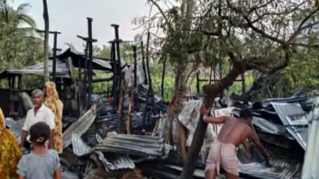 গলাচিপায় নেশার টাকা না পেয়ে নিজের ঘরে আগুন দিল যুবক