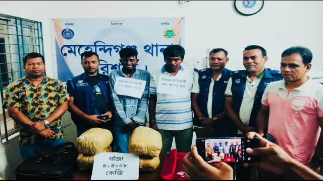 মেহেন্দিগঞ্জে ৮ কেজি গাঁজা সহ দুই মাদক ব্যবসায়ী আটক।