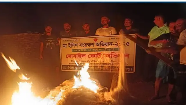 মোবাইল কোর্টের অভিযান, ৭ হাজার মিটার জাল জব্দ  ইন্দুরকানীতে মা ইলিশ রক্ষা