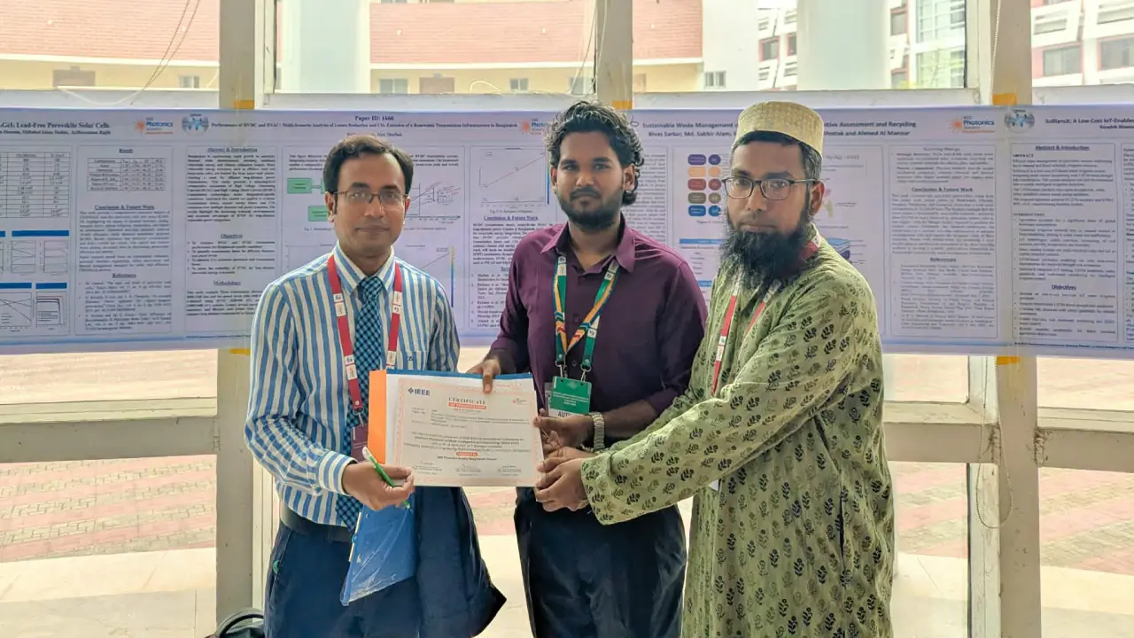 বিদ্যুৎ সঞ্চালন গবেষণায় এআইইউবি শিক্ষার্থী দেবপ্রিয়'র আন্তর্জাতিক সাফল্য