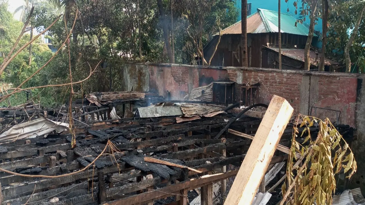 দুমকিতে আগুনে খোরশেদ কাক্কুর ভাতের হোটেল পুড়ে ছাই