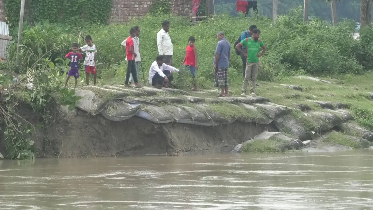গোপালগঞ্জের ভাটিয়াপাড়ায় মধুমতি নদীর বাঁধে দেখা দিয়েছে তীব্র ভাঙ্গন, আতংকে ব্যবসায়ীরা