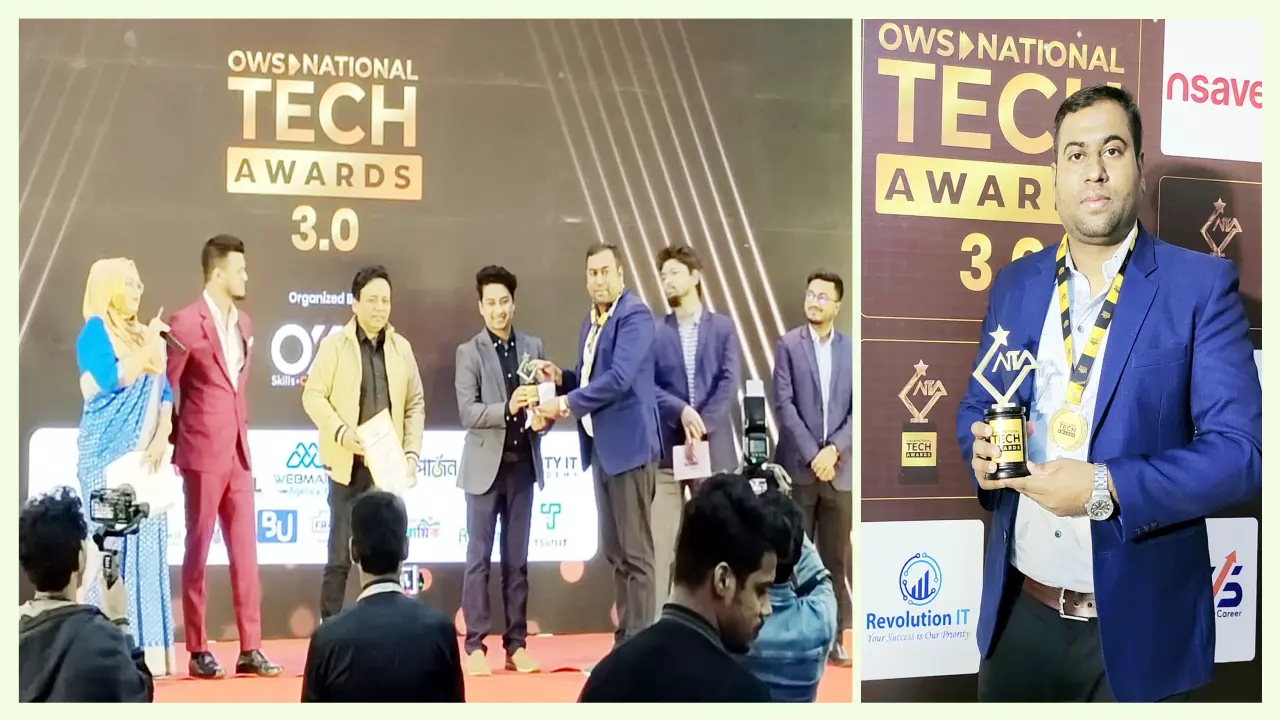 ন্যাশনাল টেক অ্যাওয়ার্ড ২০২৫ পেলেন ইঞ্জিনিয়ার বিডির তরুণ সিইও জিহাদ রানা