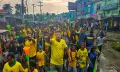 দুমকিতে ব্রাজিল সমর্থকদের আনন্দ মিছিল।